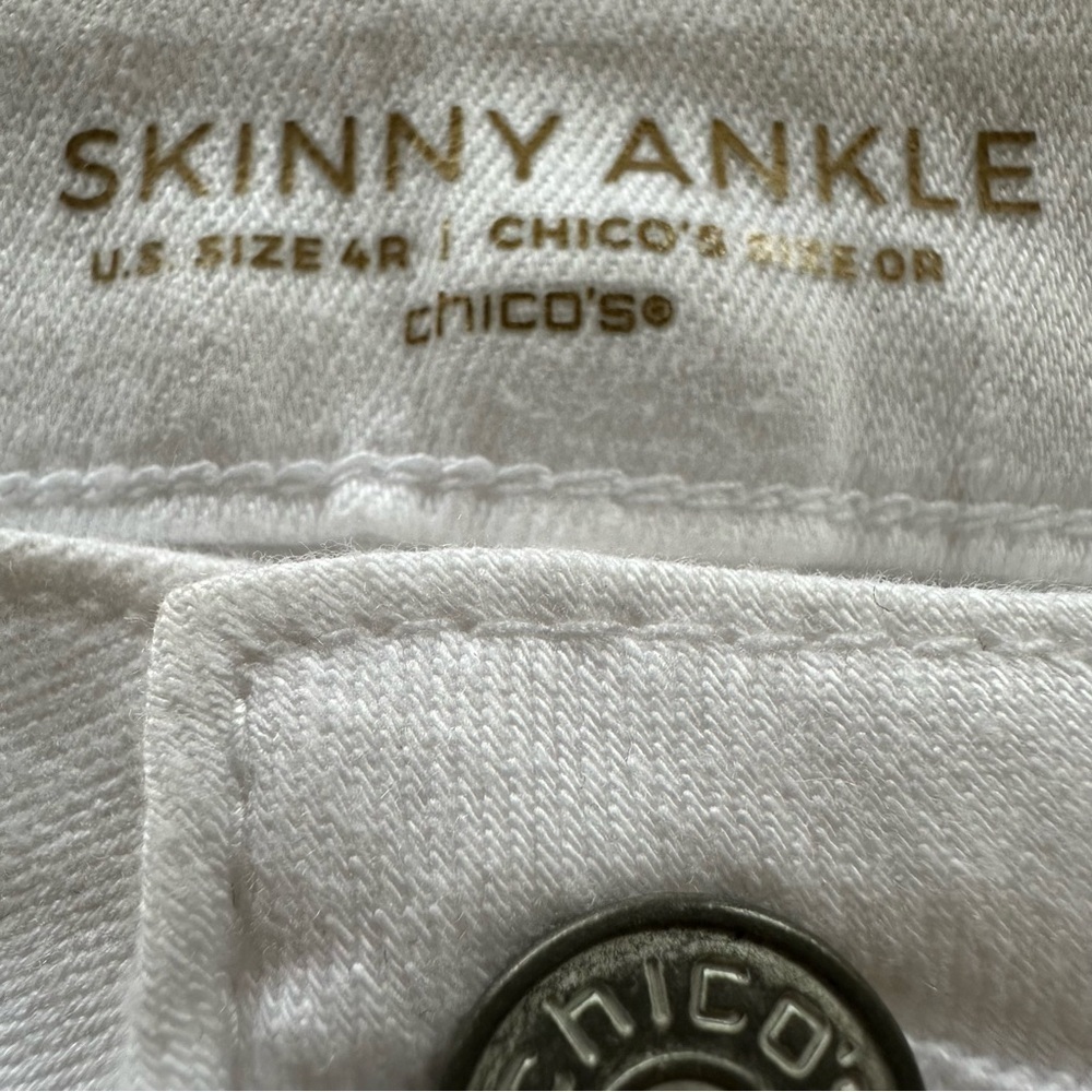🤍👖 CHICO’S Women’s High Rise Ankle Skinny Jeans Size 4 ✨ Classic White - Picture 8 of 15